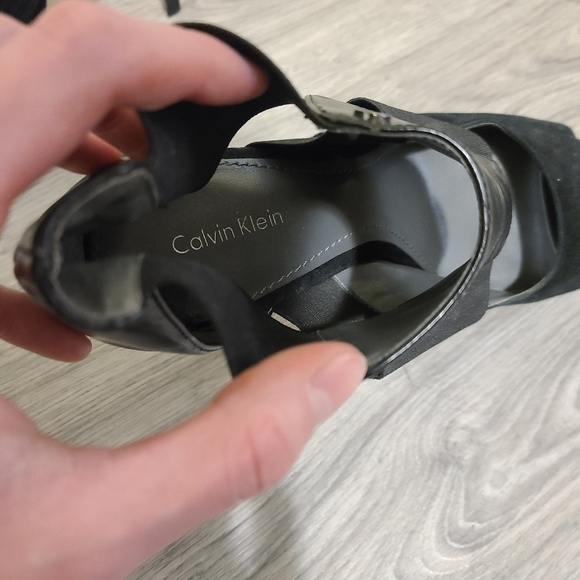 Calvin Klein Sonia Black Open Toe Heels - Picture 3 of 5
